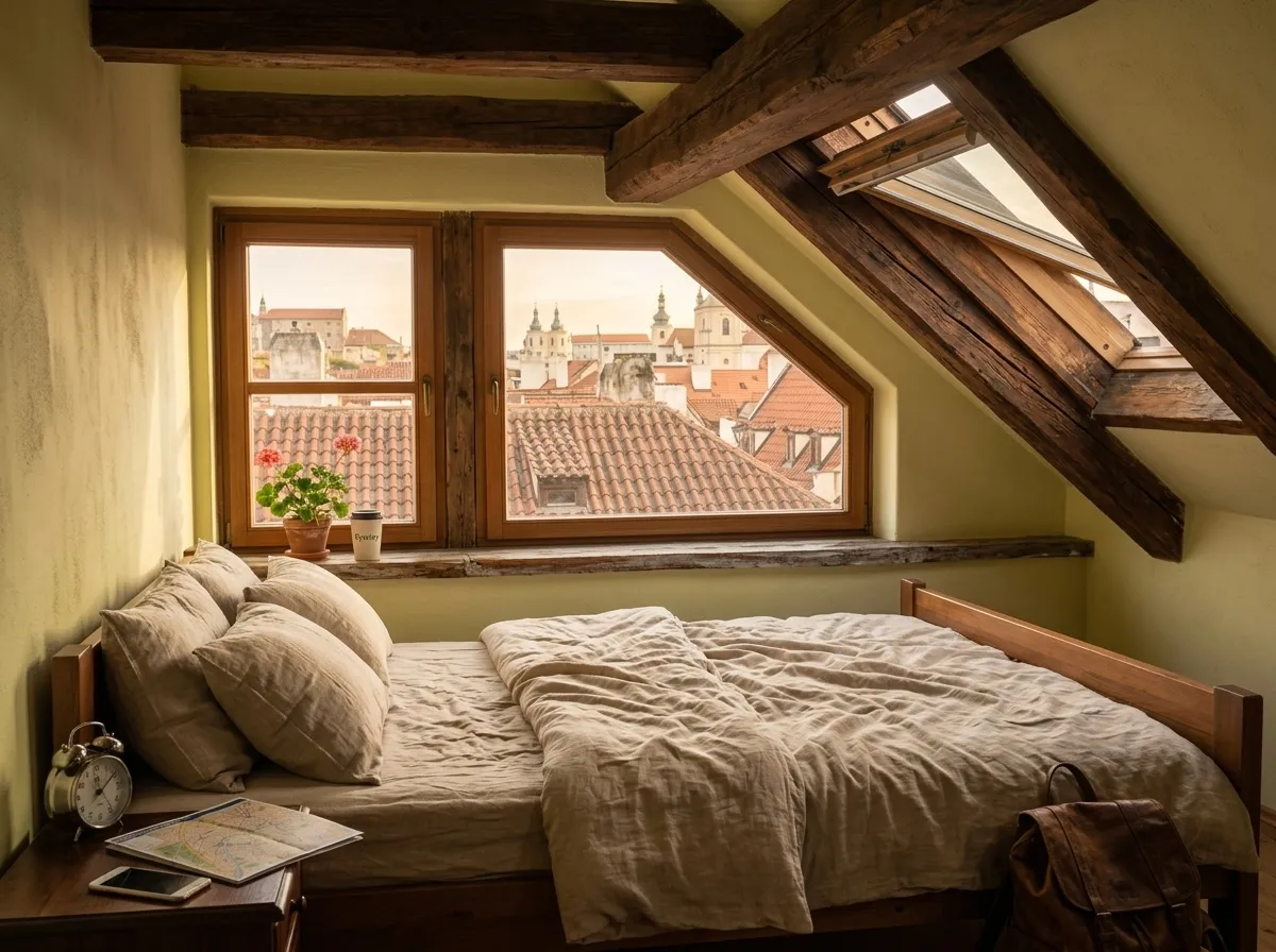 Graz — Schlossberg i stari grad s crvenim krovovima